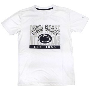 white youth performance short sleeve t-shirt Penn State Nittany Lions, Athletic Logo, Est. 1855